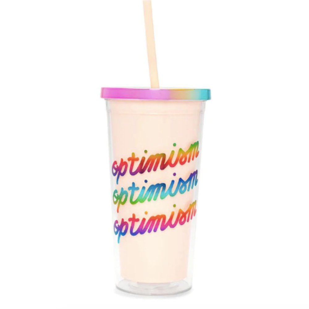 NWT Ban.do sip sip tumbler with straw- OPTIMISM
